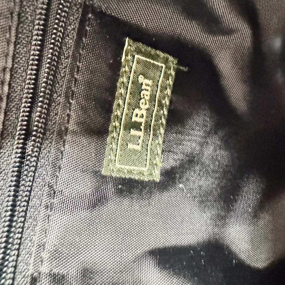 LL Bean Black Nylon and Leather Trim Backpack Shoulder Bag Minimalist 90s